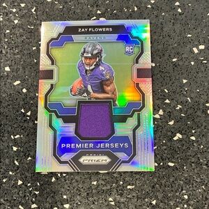 Panini Purple Ravens Zay Flowers Premier Jerseys Prizm Card